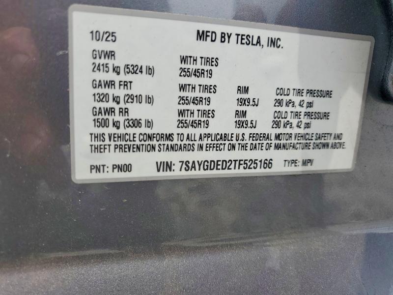54997196 :رقم المزاد ، 7SAYGDED2TF525166 vin ، 2026 Tesla Model Y مزاد بيع