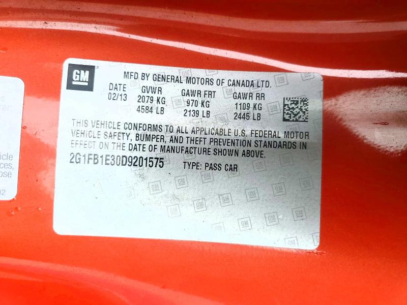 55141246 :رقم المزاد ، 2G1FB1E30D9201575 vin ، 2013 Chevrolet Camaro مزاد بيع