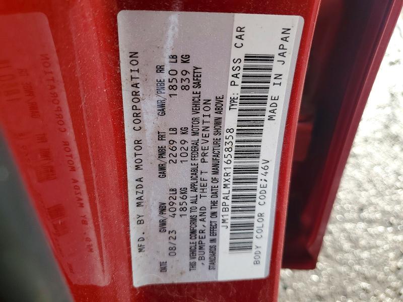 Aukcja sprzedaży 2024 Mazda 3, vin: JM1BPALMXR1658358, numer aukcji: 51085286