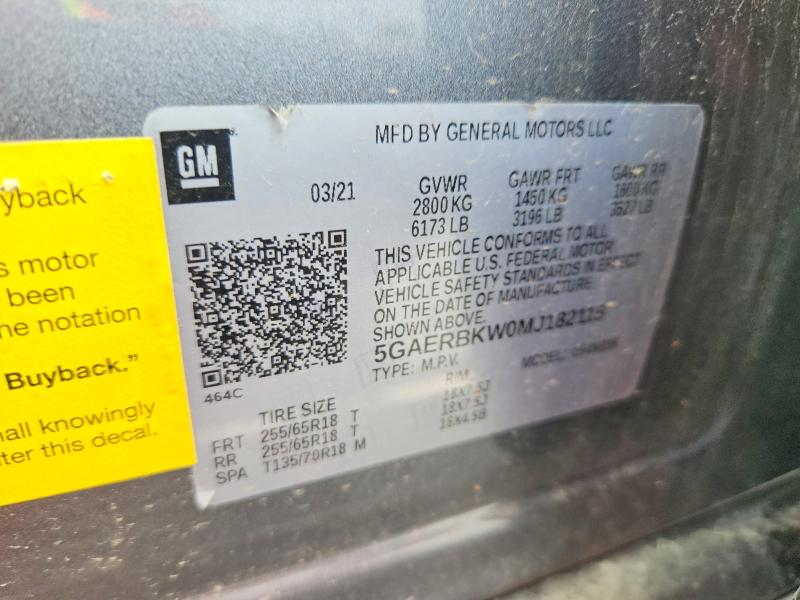 Продажа на аукционе авто 2021 Buick Enclave, vin: 5GAERBKW0MJ182115, номер лота: 52950366