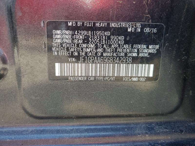 Aukcja sprzedaży 2016 Subaru Impreza, vin: JF1GPAA69G8342938, numer aukcji: 52994966