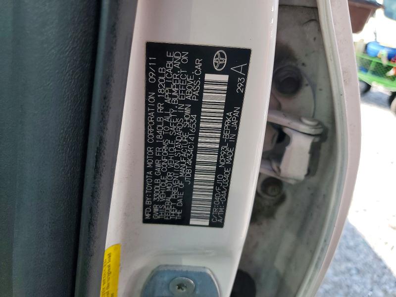 Aukcja sprzedaży 2012 Toyota Yaris, vin: JTDBT4K34C1416534, numer aukcji: 54257956
