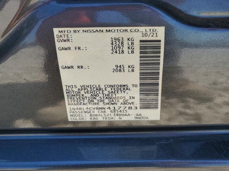 Aukcja sprzedaży 2021 Nissan Altima, vin: 1N4BL4CV8MN417783, numer aukcji: 53446436