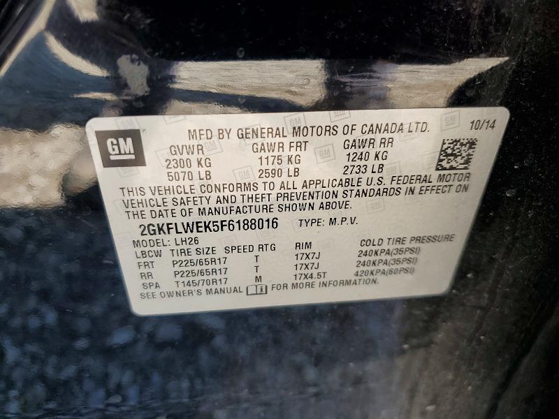 2015 Gmc Terrain მანქანა იყიდება აუქციონზე, vin: 2GKFLWEK5F6188016, აუქციონის ნომერი: 54053696