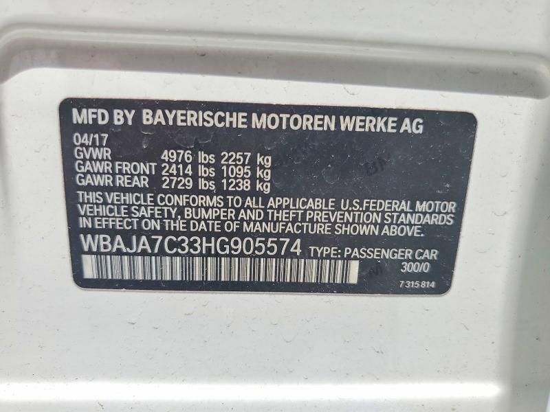 Продаж на аукціоні авто 2017 Bmw 530, vin: WBAJA7C33HG905574, номер лоту: 55267066