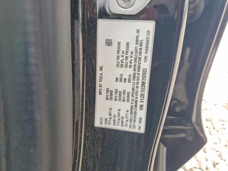 Продаж на аукціоні авто 2022 Tesla Model 3, vin: 5YJ3E1EC0NF293933, номер лоту: 51498546
