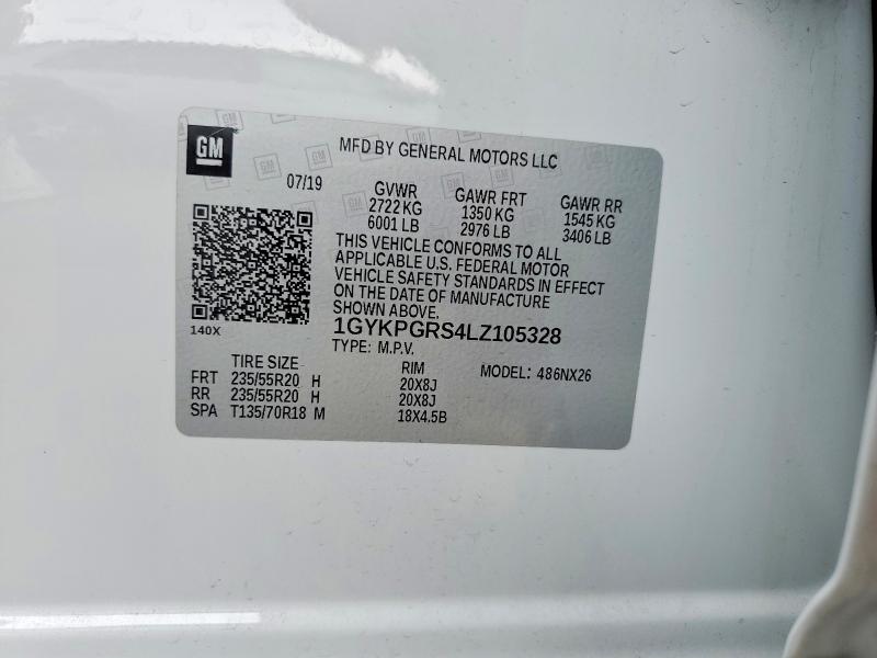 55018906 :رقم المزاد ، 1GYKPGRS4LZ105328 vin ، 2020 Cadillac Xt6 مزاد بيع