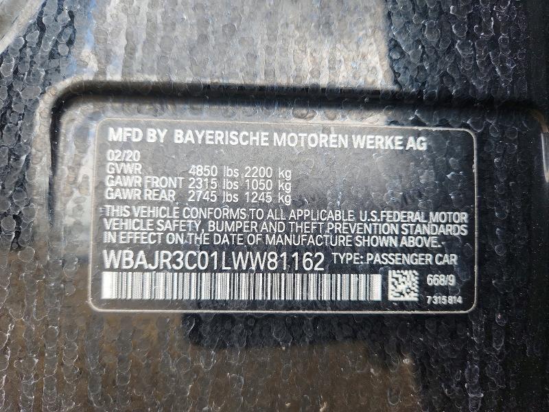 Продаж на аукціоні авто 2020 Bmw 530, vin: WBAJR3C01LWW81162, номер лоту: 53891426
