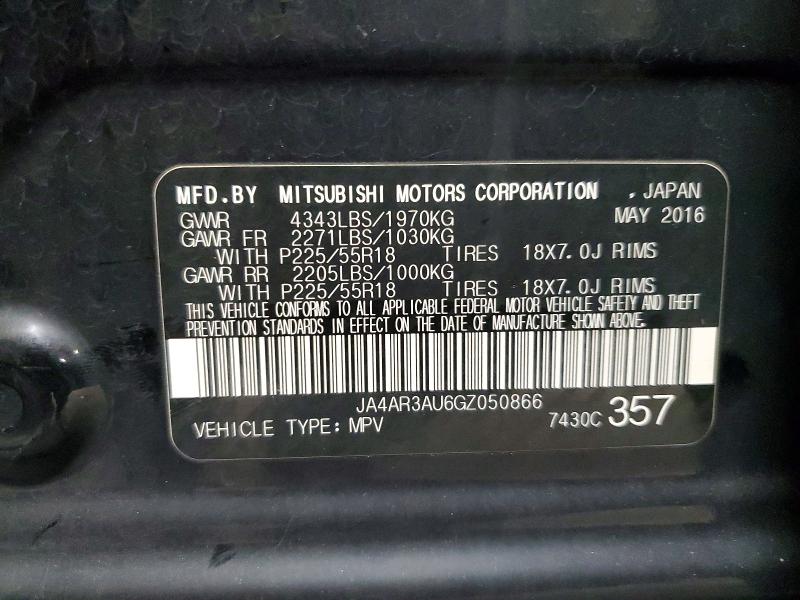 Aukcja sprzedaży 2016 Mitsubishi Outlander Sport, vin: JA4AR3AU6GZ050866, numer aukcji: 52378316