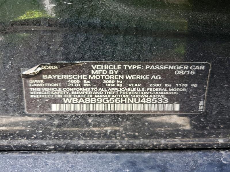 Продаж на аукціоні авто 2017 Bmw 330, vin: WBA8B9G56HNU48533, номер лоту: 55520216