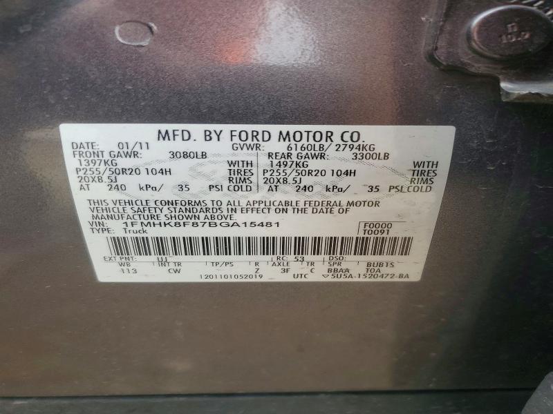 54447256 :رقم المزاد ، 1FMHK8F87BGA15481 vin ، 2011 Ford Explorer مزاد بيع