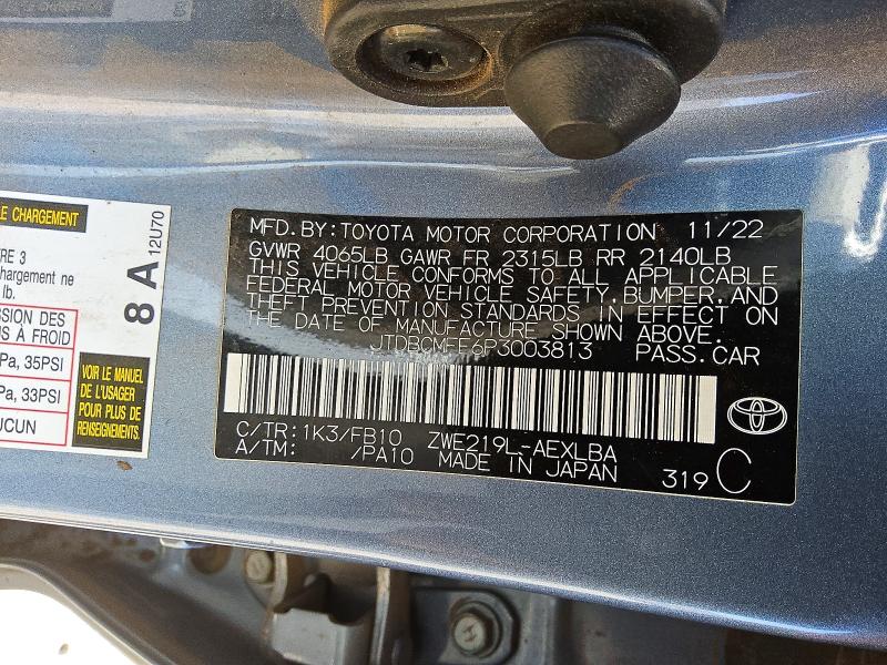 Продаж на аукціоні авто 2023 Toyota Corolla Hybrid, vin: JTDBCMFE6P3003813, номер лоту: 54641836