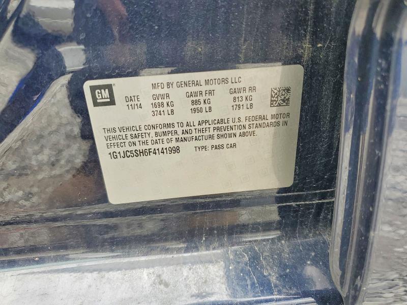 Aukcja sprzedaży 2015 Chevrolet Sonic, vin: 1G1JC5SH6F4141998, numer aukcji: 54344436