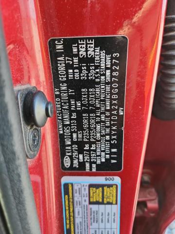 53421976 :رقم المزاد ، 5XYKTDA2XBG078273 vin ، 2011 Kia Sorento مزاد بيع