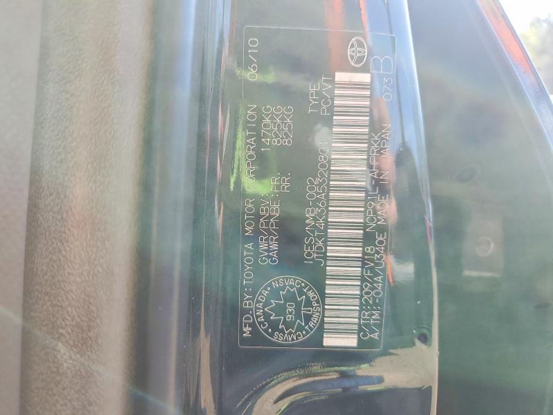 Aukcja sprzedaży 2010 Toyota Yaris, vin: JTDKT4K36A5320801, numer aukcji: 52306476