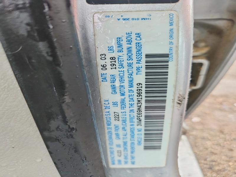 54635476 :رقم المزاد ، 3VWPE69M43M196919 vin ، 2003 Volkswagen Jetta مزاد بيع