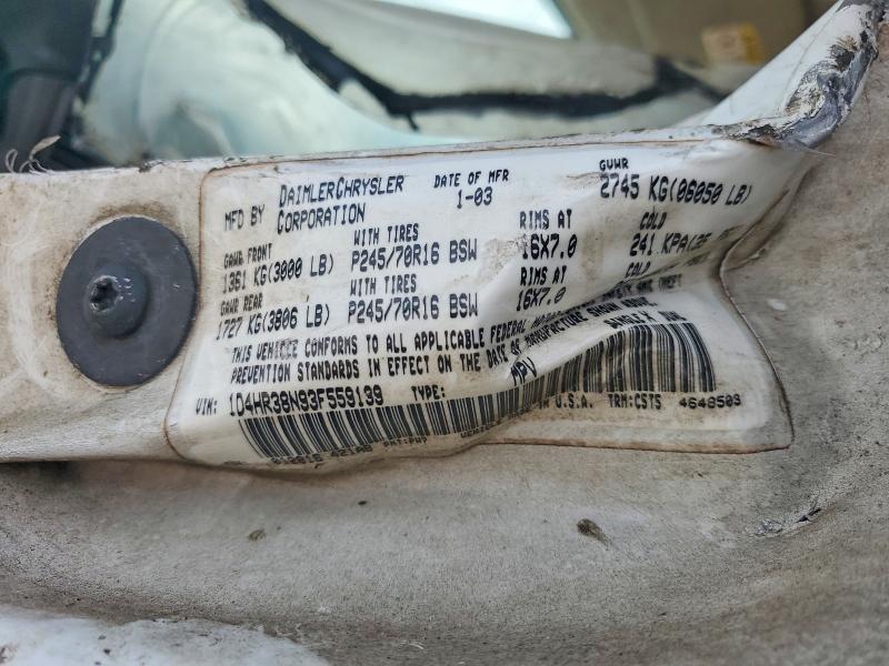 2003 Dodge Durango მანქანა იყიდება აუქციონზე, vin: 1D4HR38N93F559139, აუქციონის ნომერი: 52773216