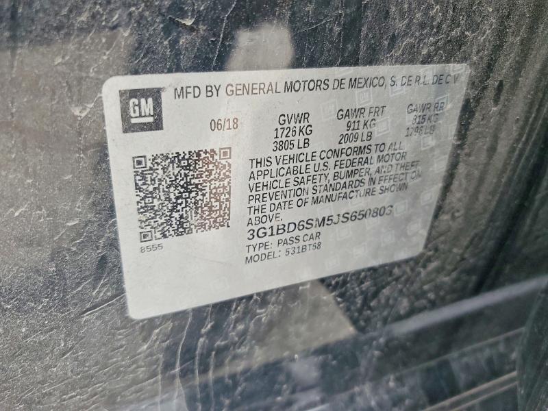 Продажа на аукционе авто 2018 Chevrolet Cruze, vin: 3G1BD6SM5JS650803, номер лота: 53050406
