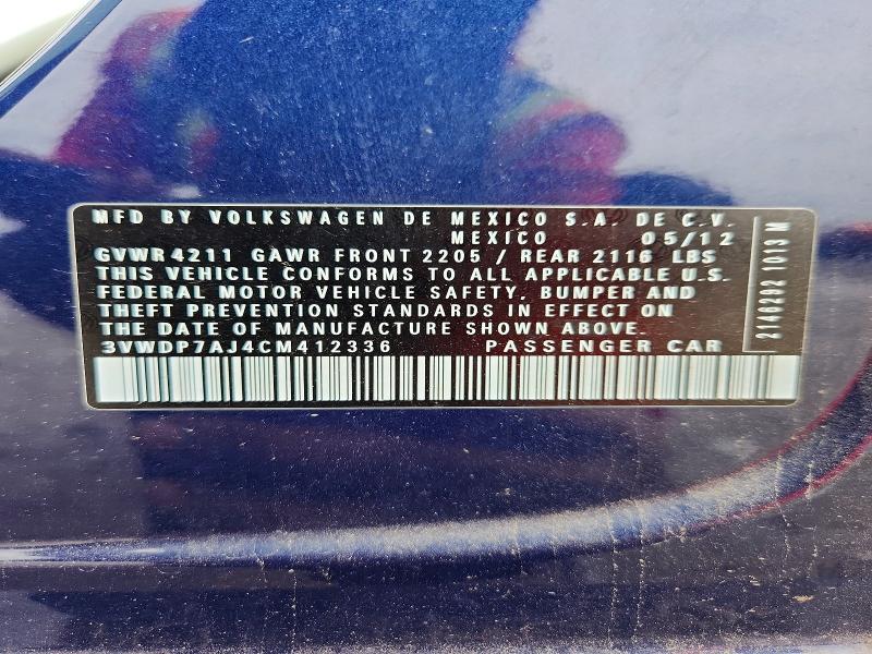 Продаж на аукціоні авто 2012 Volkswagen Jetta, vin: 3VWDP7AJ4CM412336, номер лоту: 52313476