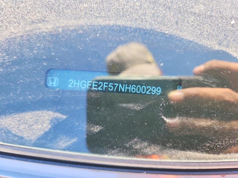 Aukcja sprzedaży 2022 Honda Civic, vin: 2HGFE2F57NH600299, numer aukcji: 54508316