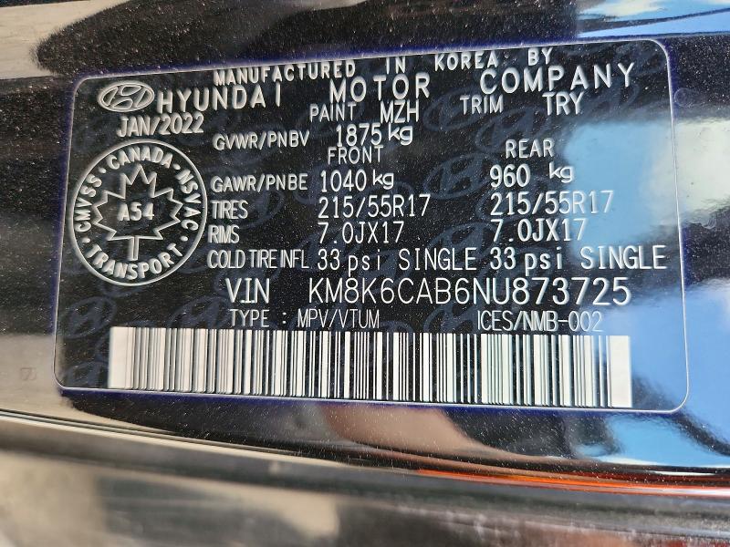 Продажа на аукционе авто 2022 Hyundai Kona, vin: KM8K6CAB6NU873725, номер лота: 53035866