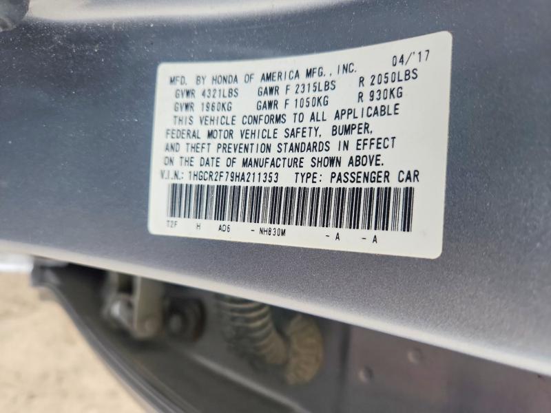 Продажа на аукционе авто 2017 Honda Accord, vin: 1HGCR2F79HA211353, номер лота: 52092646