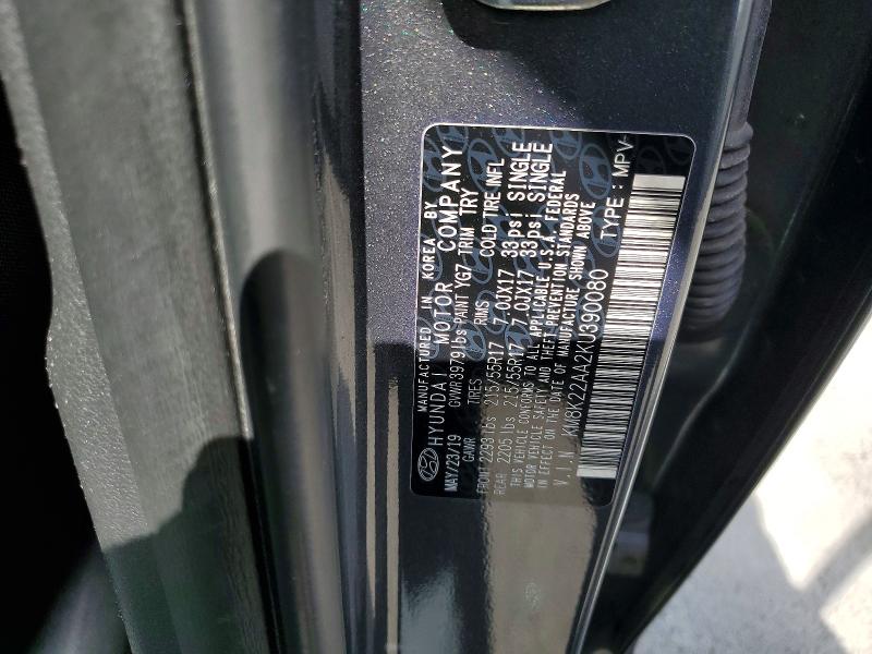 53787536 :رقم المزاد ، KM8K22AA2KU390080 vin ، 2019 Hyundai Kona مزاد بيع