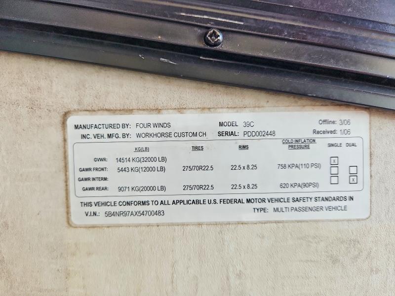 52916506 :رقم المزاد ، 5B4NR97AX54700483 vin ، 2005 Four Winns Motorhome مزاد بيع