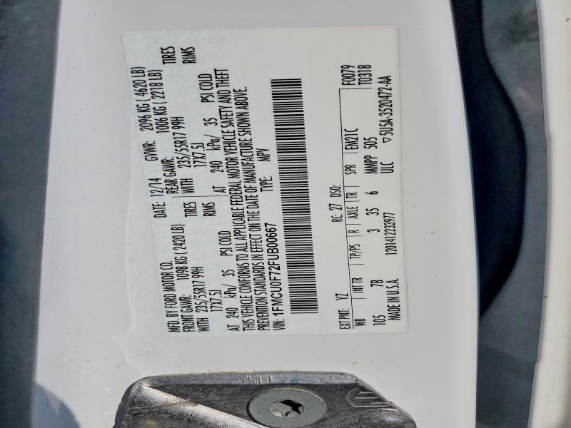 Aukcja sprzedaży 2015 Ford Escape, vin: 1FMCU0F72FUB00667, numer aukcji: 52654536