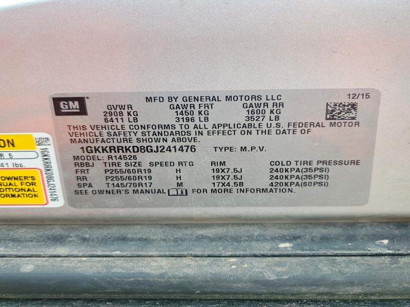 2016 Gmc Acadia მანქანა იყიდება აუქციონზე, vin: 1GKKRRKD8GJ241476, აუქციონის ნომერი: 52654486
