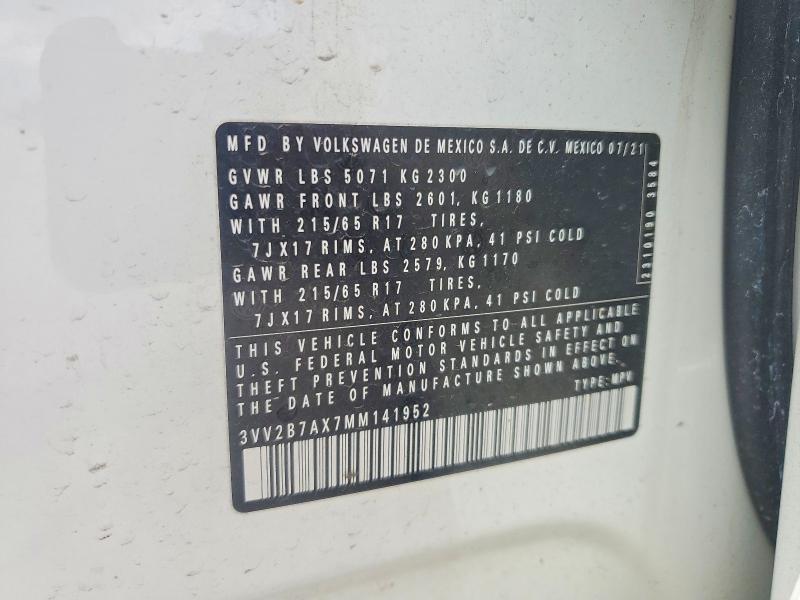 Aukcja sprzedaży 2021 Volkswagen Tiguan, vin: 3VV2B7AX7MM141952, numer aukcji: 55377476