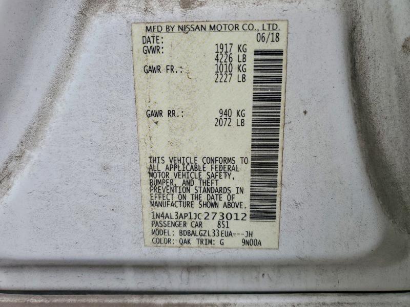 53324356 :رقم المزاد ، 1N4AL3AP1JC273012 vin ، 2018 Nissan Altima مزاد بيع
