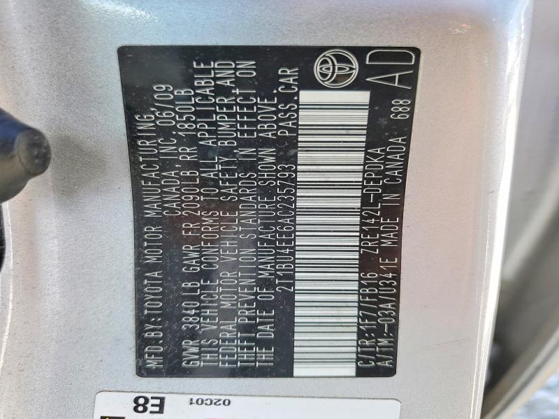 52882016 :رقم المزاد ، 2T1BU4EE6AC235793 vin ، 2010 Toyota Corolla مزاد بيع