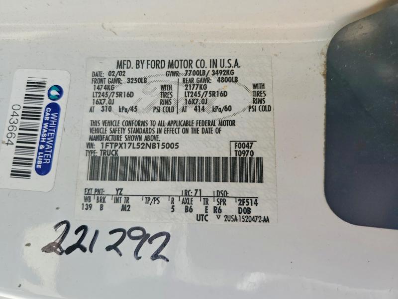 Aukcja sprzedaży 2002 Ford F150, vin: 1FTPX17L52NB15005, numer aukcji: 53370836