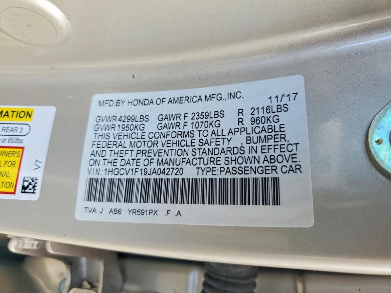 Aukcja sprzedaży 2018 Honda Accord, vin: 1HGCV1F19JA042720, numer aukcji: 55432446