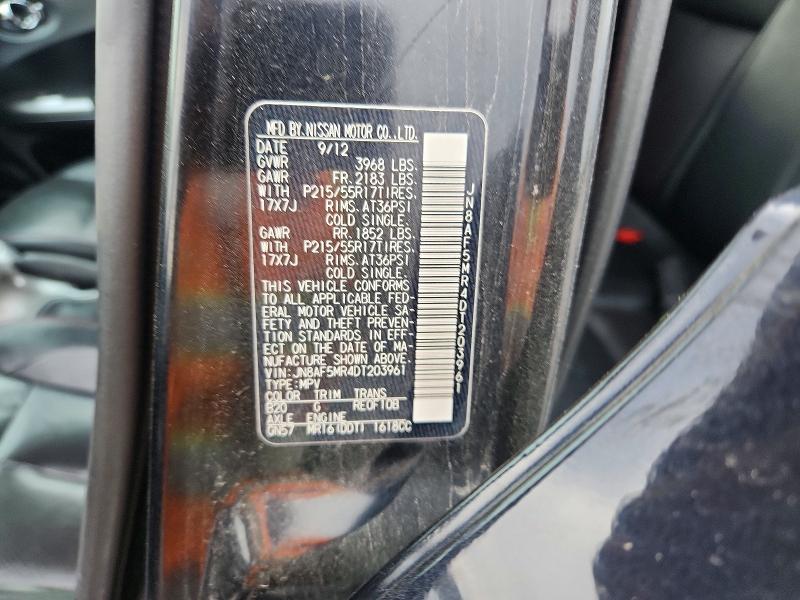 53403676 :رقم المزاد ، JN8AF5MR4DT203961 vin ، 2013 Nissan Juke مزاد بيع