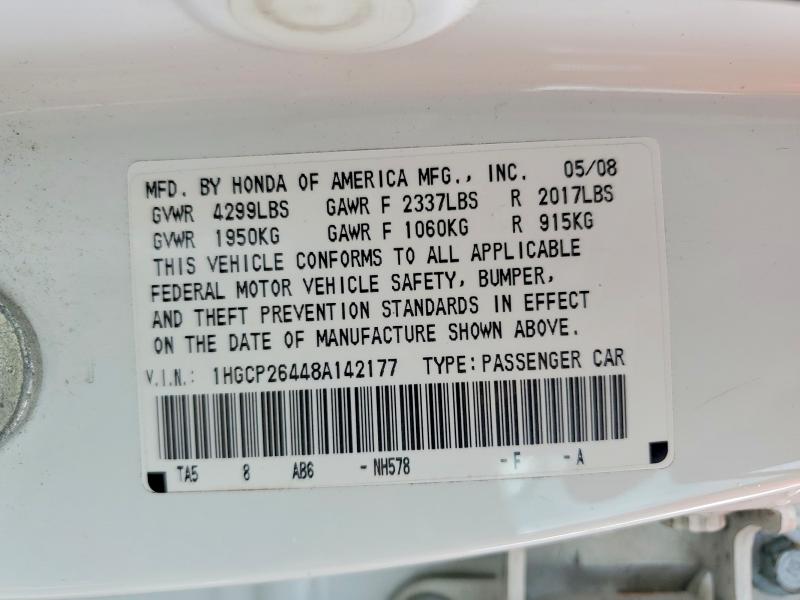 Aukcja sprzedaży 2008 Honda Accord, vin: 1HGCP26448A142177, numer aukcji: 52468526