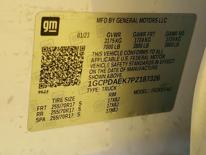 Продажа на аукционе авто 2023 Chevrolet Silverado, vin: 1GCPDAEK7PZ187326, номер лота: 54283046