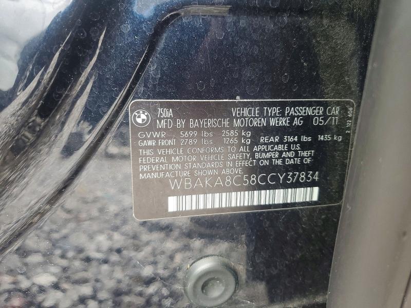 Aukcja sprzedaży 2012 Bmw 750, vin: WBAKA8C58CCY37834, numer aukcji: 55111586