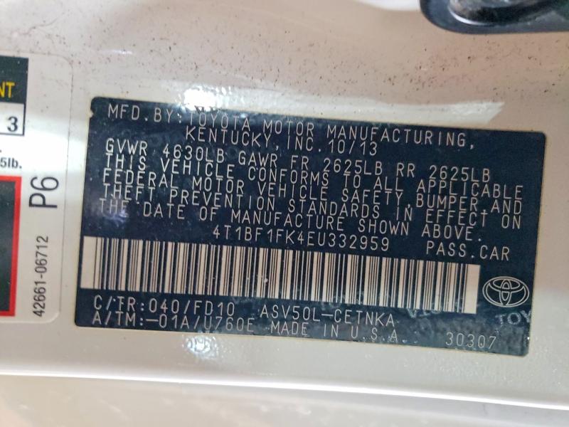 51758016 :رقم المزاد ، 4T1BF1FK4EU332959 vin ، 2014 Toyota Camry مزاد بيع