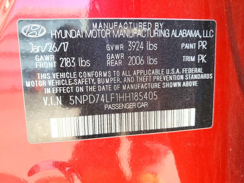 2017 Hyundai Elantra მანქანა იყიდება აუქციონზე, vin: 5NPD74LF1HH185405, აუქციონის ნომერი: 52293516