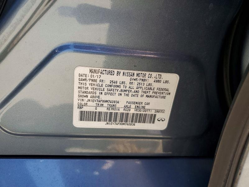 Aukcja sprzedaży 2017 Infiniti Q50, vin: JN1EV7APXHM740934, numer aukcji: 54736206