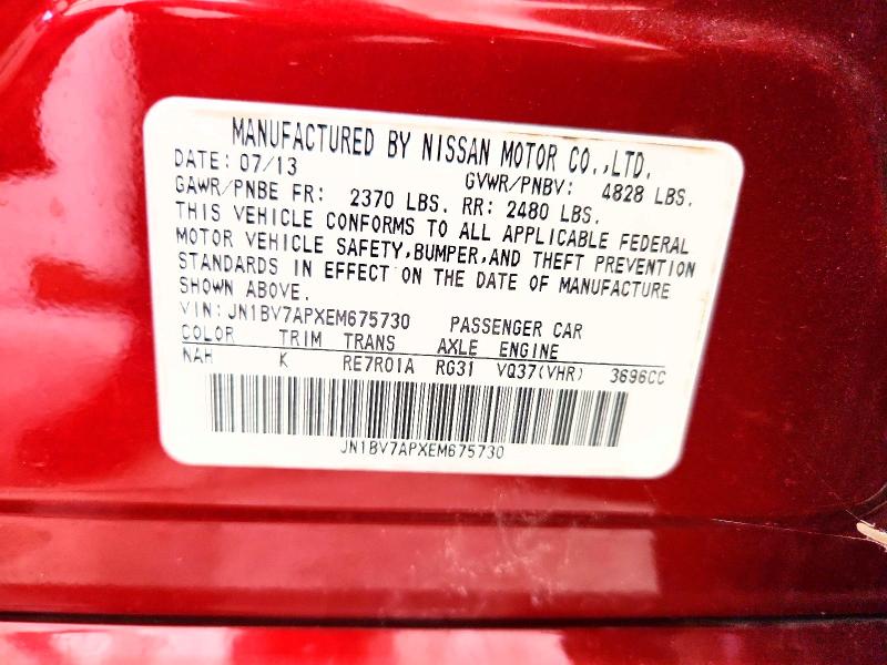 Продажа на аукционе авто 2014 Infiniti Q50, vin: JN1BV7APXEM675730, номер лота: 50299806