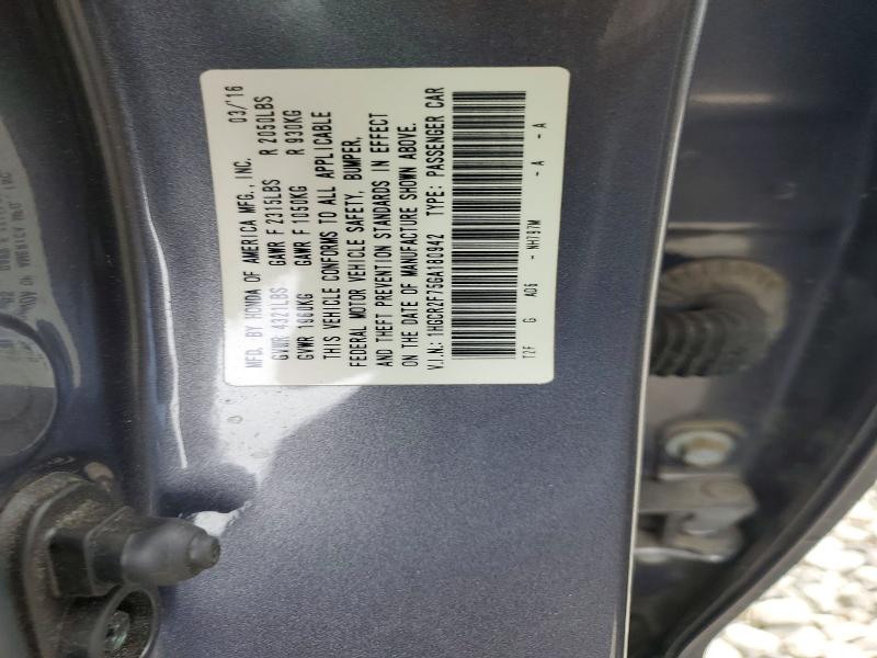 52705736 :رقم المزاد ، 1HGCR2F75GA180942 vin ، 2016 Honda Accord مزاد بيع