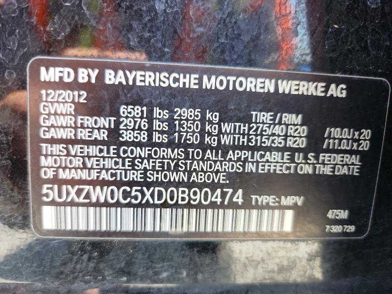 53355186 :رقم المزاد ، 5UXZW0C5XD0B90474 vin ، 2013 Bmw X5 مزاد بيع