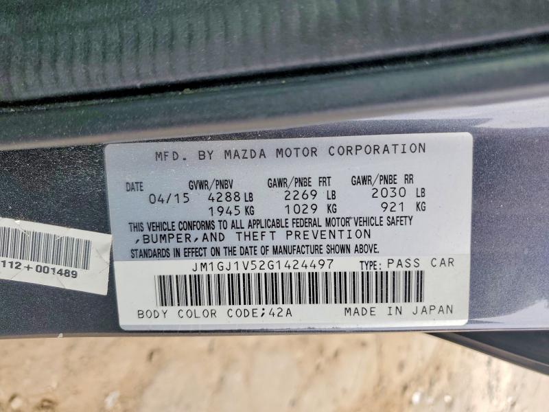 Продажа на аукционе авто 2016 Mazda 6, vin: JM1GJ1V52G1424497, номер лота: 54645136