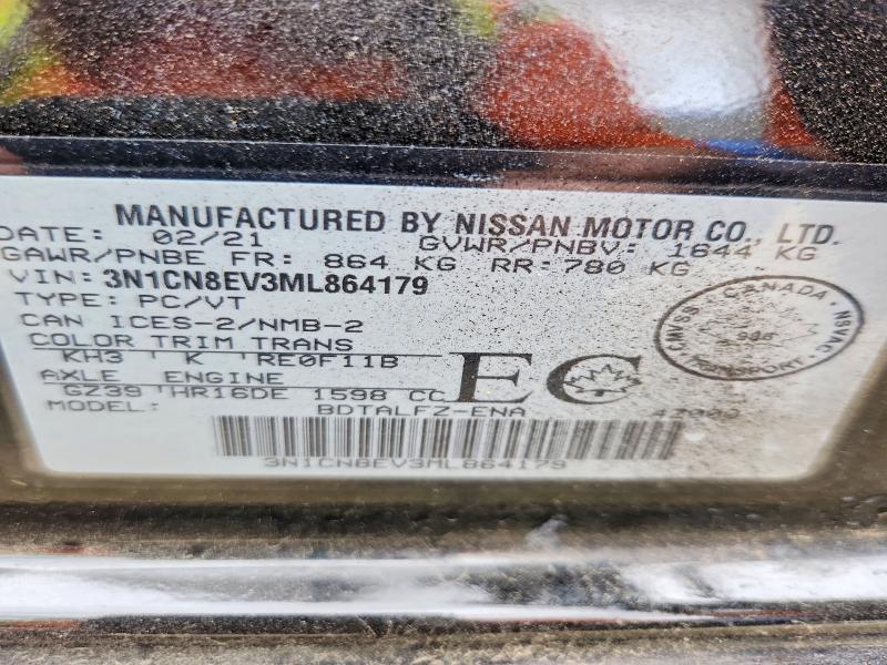 Aukcja sprzedaży 2021 Nissan Versa, vin: 3N1CN8EV3ML864179, numer aukcji: 54130716