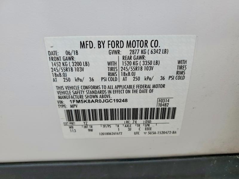 Продажа на аукционе авто 2018 Ford Explorer, vin: 1FM5K8AR0JGC19248, номер лота: 53368556