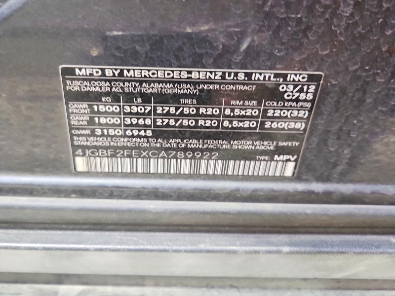 Продажа на аукционе авто 2012 Mercedes-benz Gl, vin: 4JGBF2FEXCA789922, номер лота: 54801746