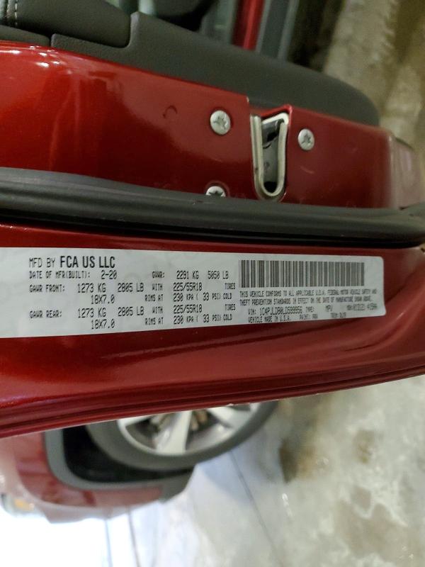 52222856 :رقم المزاد ، 1C4PJLDB0LD599956 vin ، 2020 Jeep Cherokee مزاد بيع